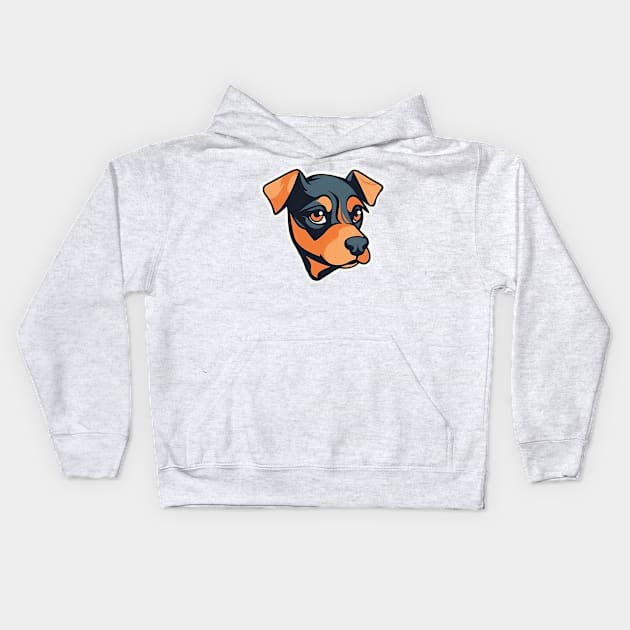 Cartoon mini pin dog Kids Hoodie by KOTYA